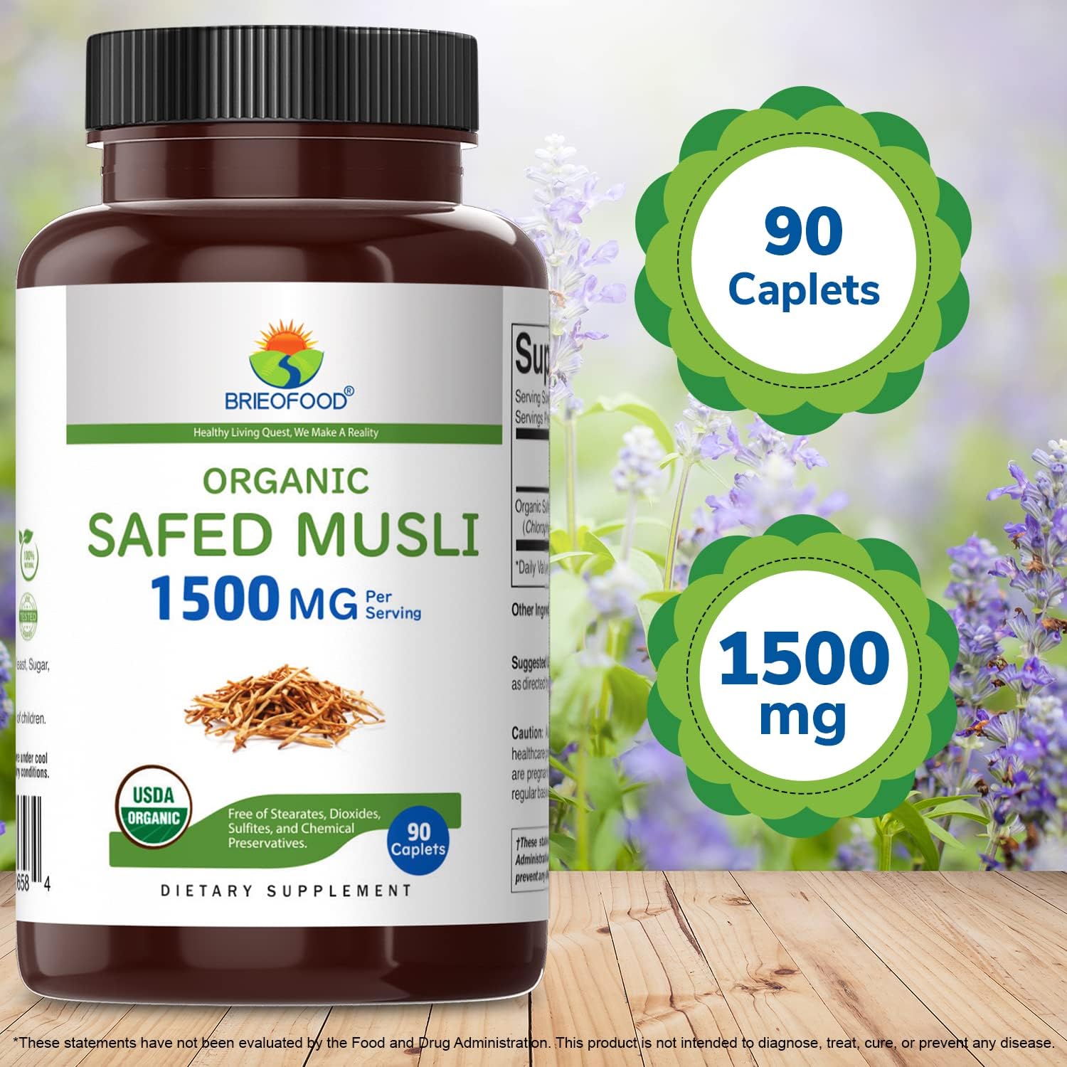 Brieofood Organic Safed Musli 1500mg | 90 Tablets - Image 4
