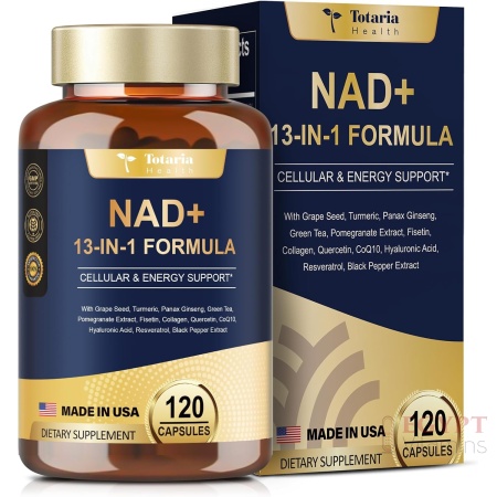 NAD+ Supplement with Nicotinamide Riboside, Resveratrol, Quercetin & Betaine – 120 Capsules