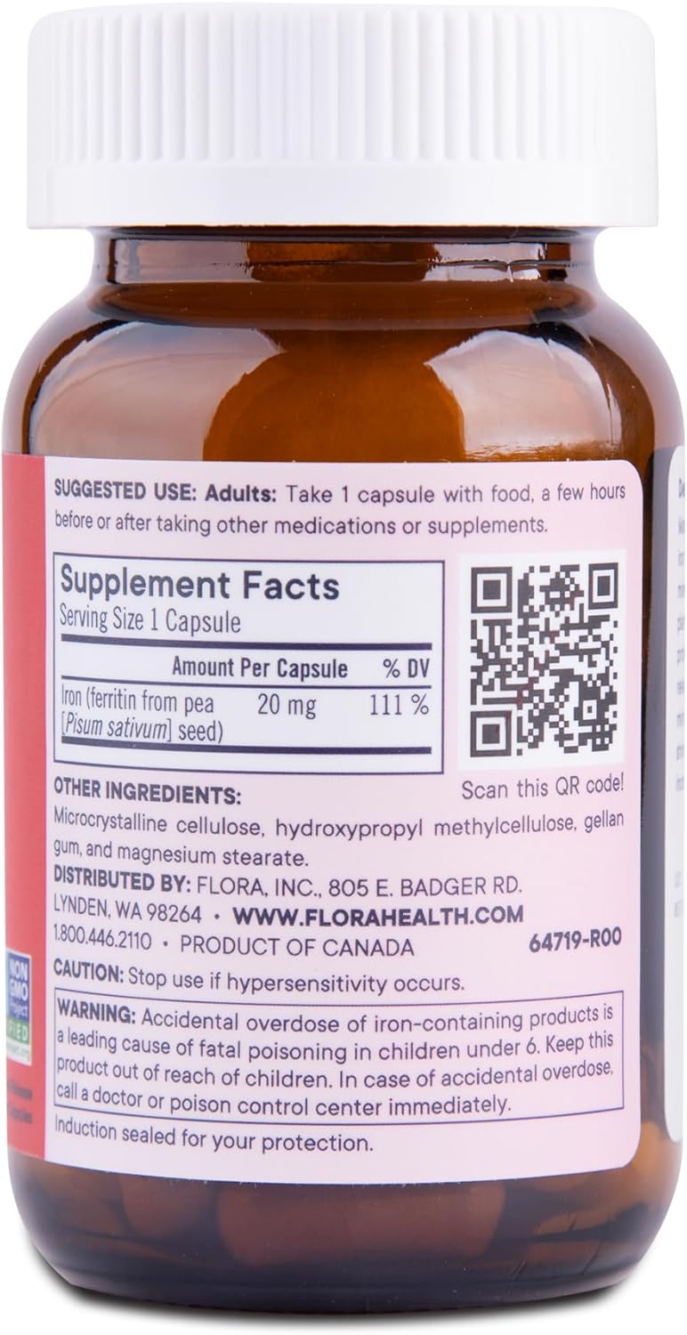 Flora Ferritin+ Delayed-Release Iron Supplement – Blood Cell & Energy Support – 60 Capsules - Image 2