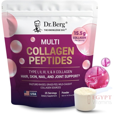 Dr. Berg Multi Collagen Peptides Powder – Grass-Fed, Pasture-Raised & Wild-Caught Collagen Sources – 25 Servings