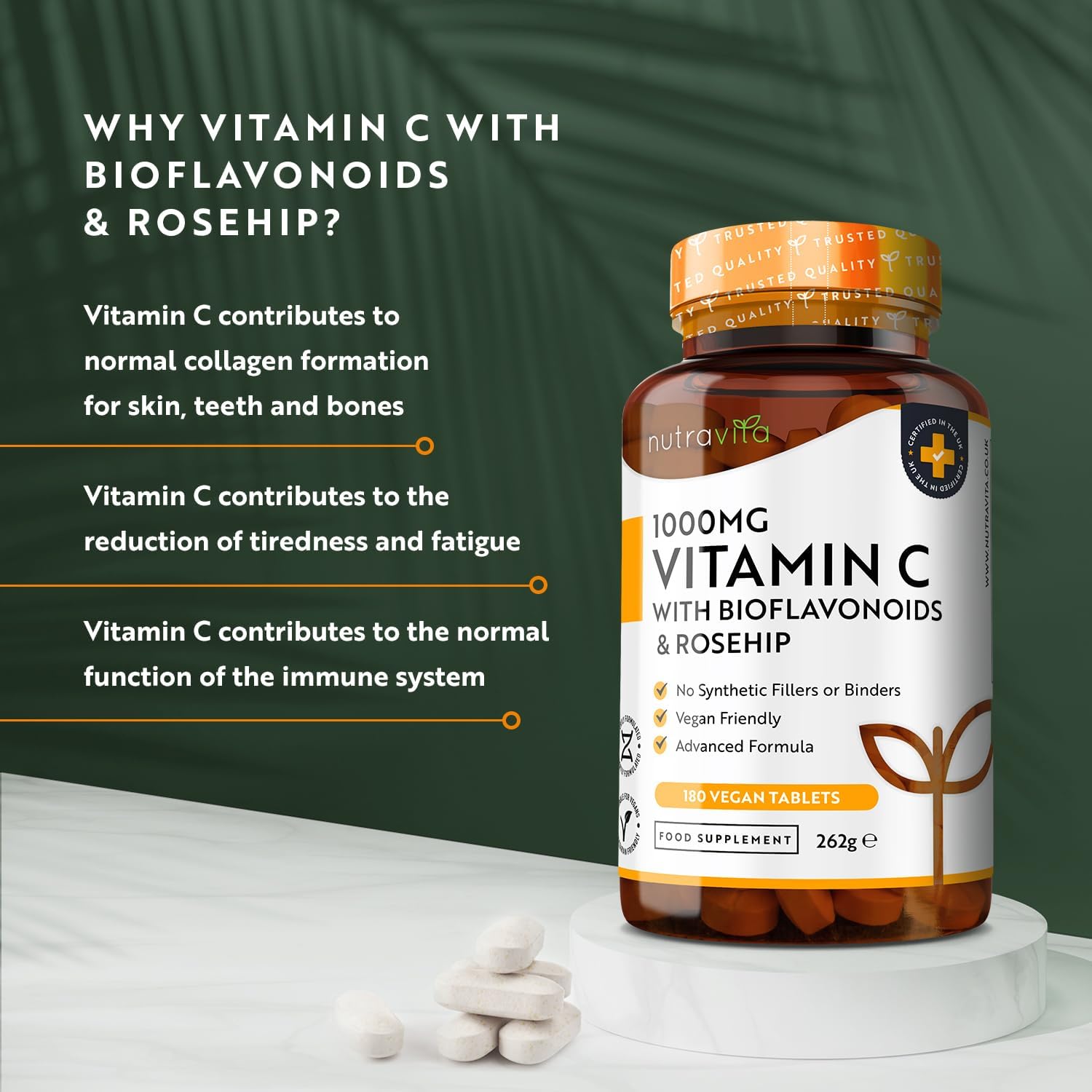 Nutravita Vitamin C 1000mg – Immune Support & Antioxidant Protection – 180 Tablets - Image 3