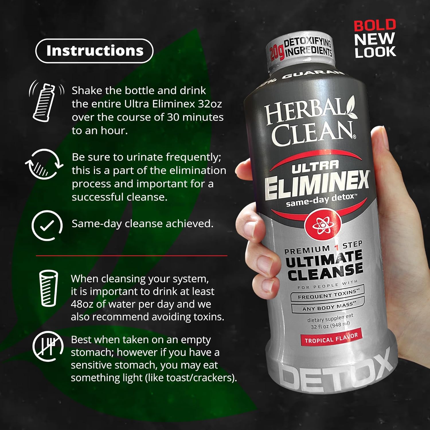 Herbal Clean - Ultra Eliminex, Premium 1 Step Ultimate Cleanse, Same-Day Detox, (Tropical Fruit, 948 ML) - Image 5