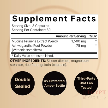 Mucuna Pruriens Triple Strength 1500mg Per Serving – 240 Capsules