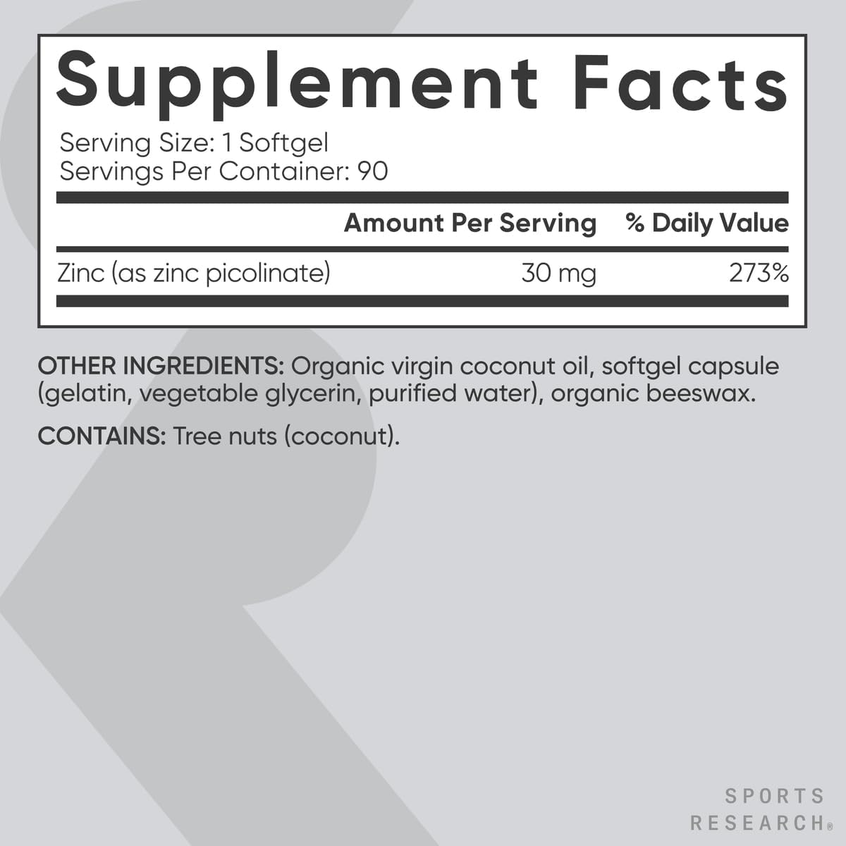 Sports Research Zinc Picolinate | High Absorption Immune Support | 180 Softgels - Image 2