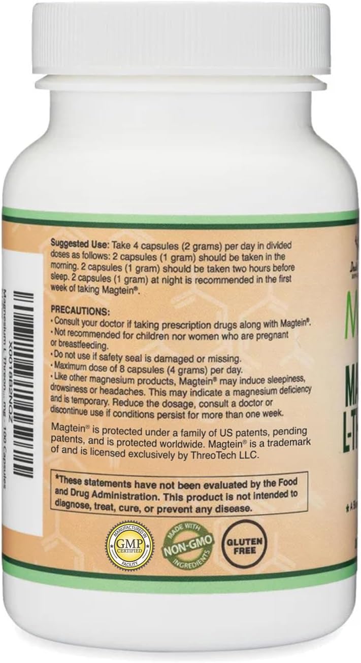 Magnesium L Threonate, Magtein™, Sleep and Cognitive Support – 2,000 mg | 120 Capsules - Image 3