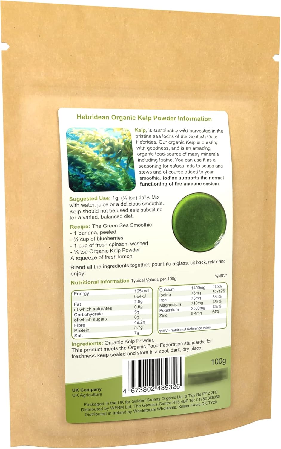Golden Greens Organic Hebridean Kelp Powder | For Thyroid Support | 100 grams - Image 2