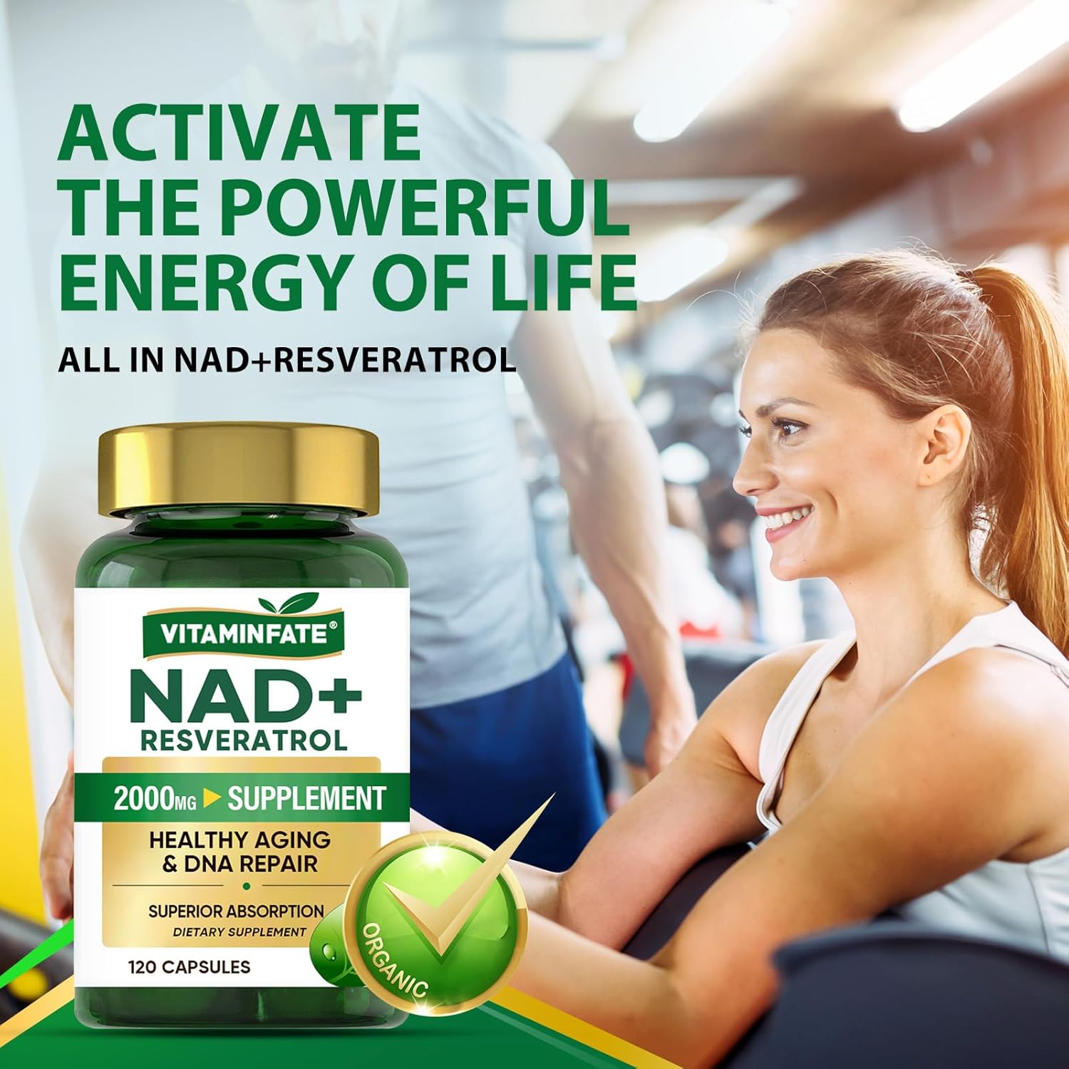 VITAMINFATE NAD+ and Resveratrol Supplement | Healthy Aging | 120 Capsules - Image 4