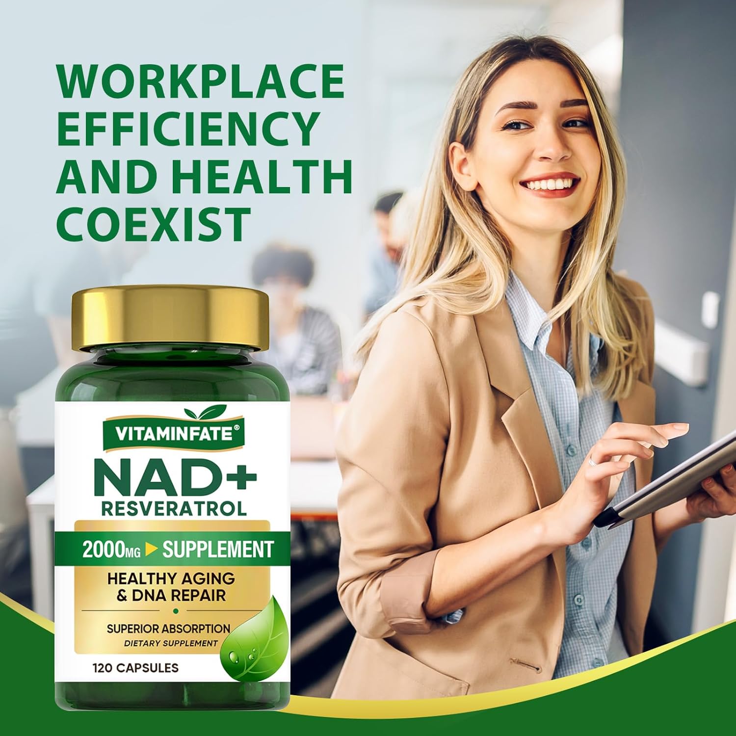 VITAMINFATE NAD+ and Resveratrol Supplement | Healthy Aging | 120 Capsules - Image 5