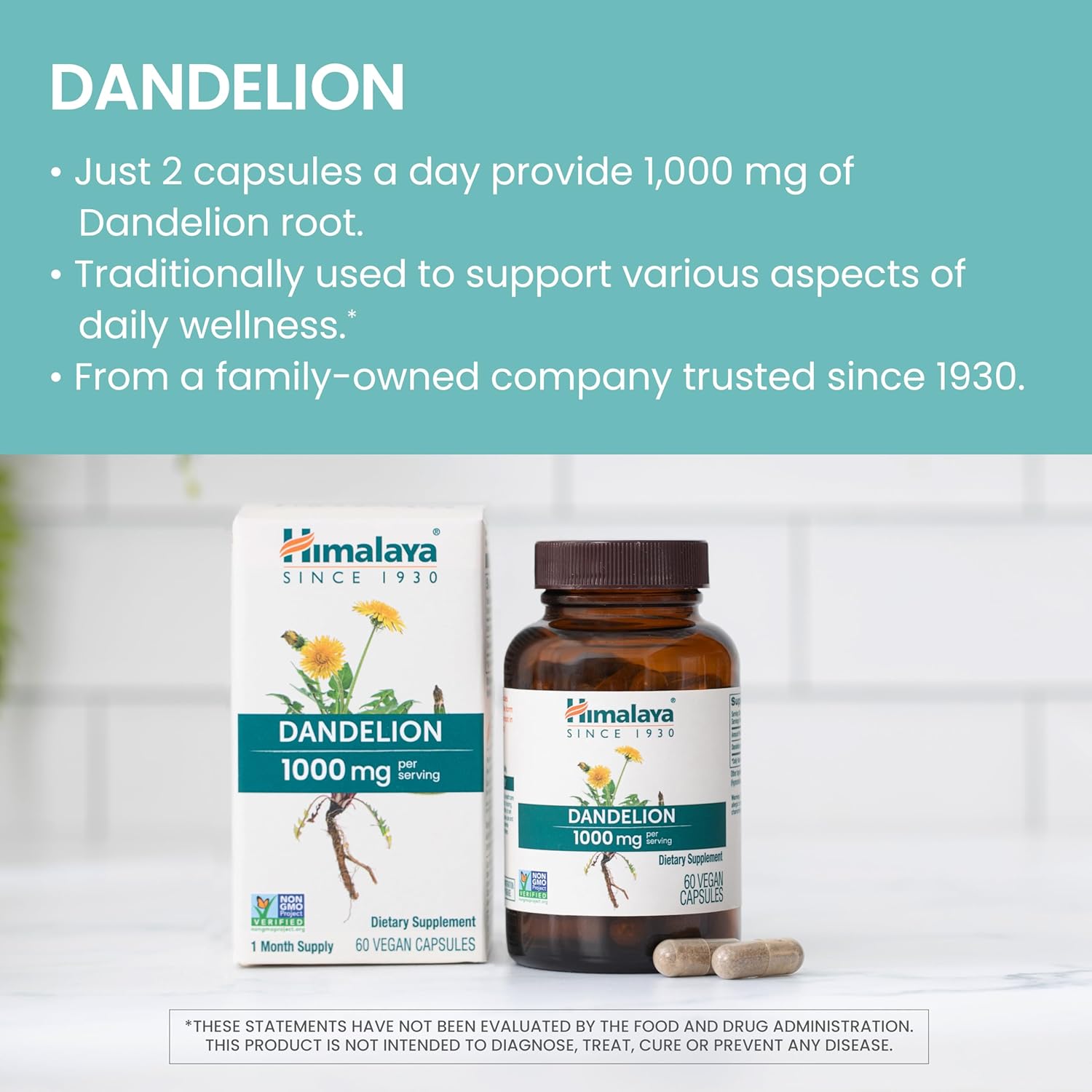 Himalaya Dandelion, Herbal Supplement for Daily Wellness Support | 60 Capsules - Image 5