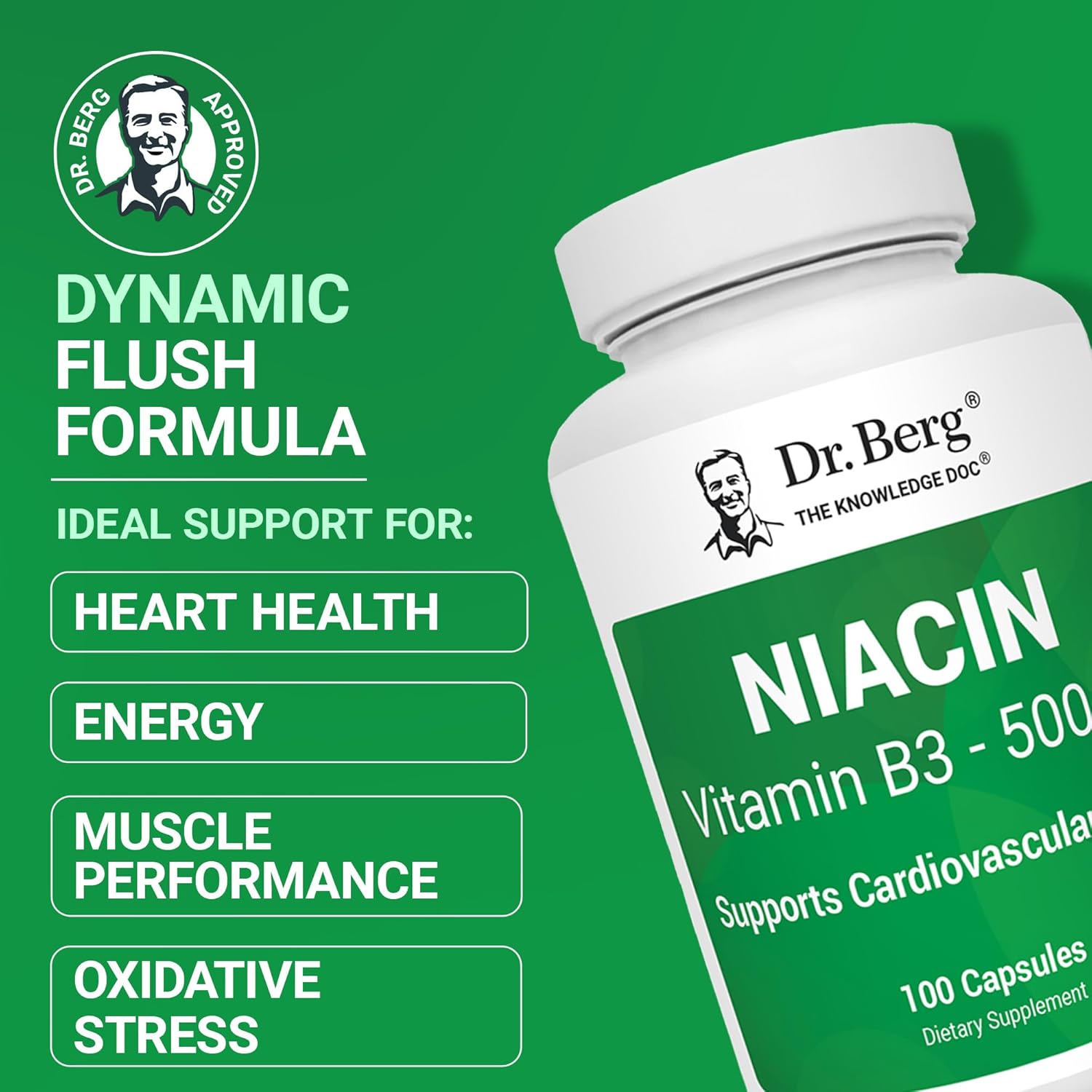 Dr. Berg Niacin 500mg | Heart Health & Energy Support | 100 capsules - Image 5