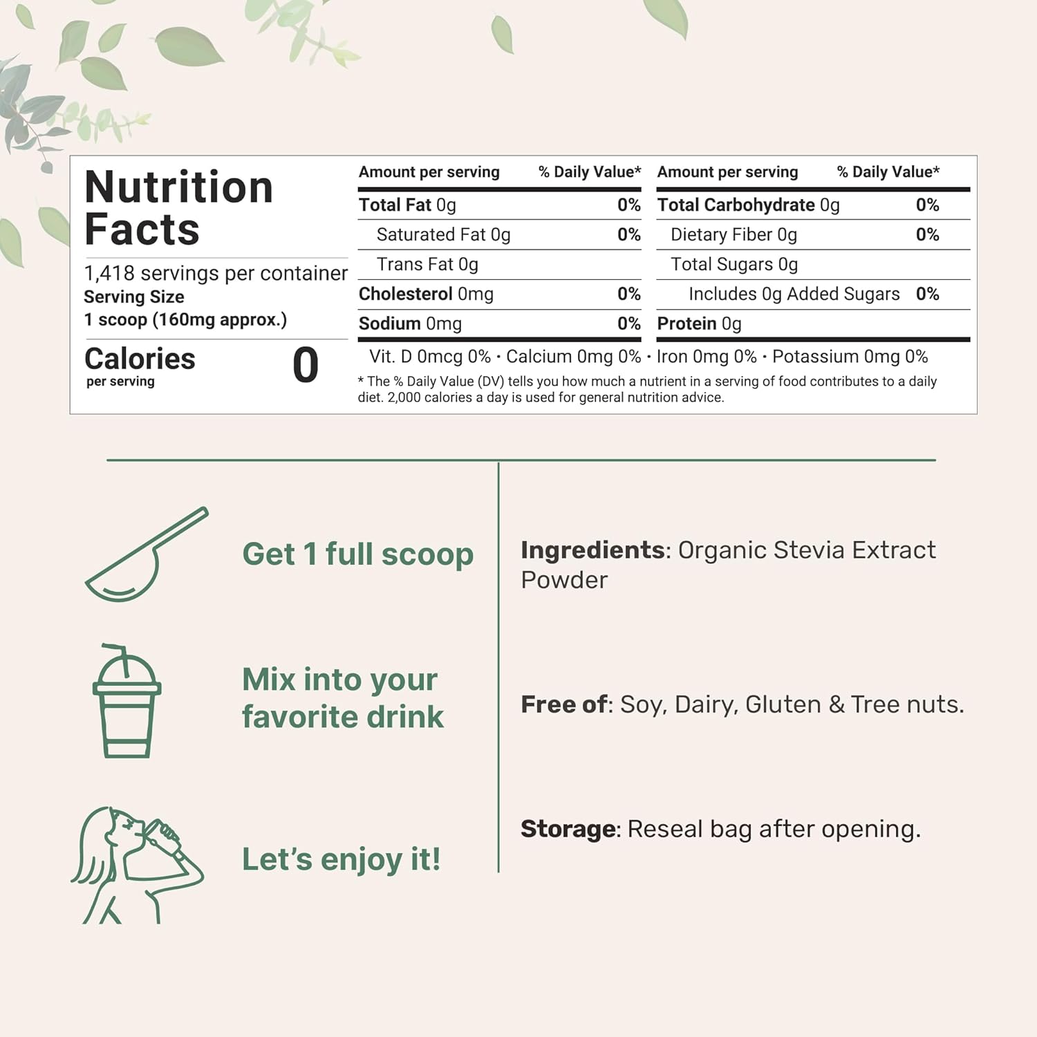 {Open Bottle}Micro Ingredients Pure Organic Stevia Powder | 227 gm - Image 6