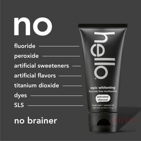 hello Epic Whitening Charcoal Fluoride Free Toothpaste, Fresh Mint, 4.0 Oz Tube