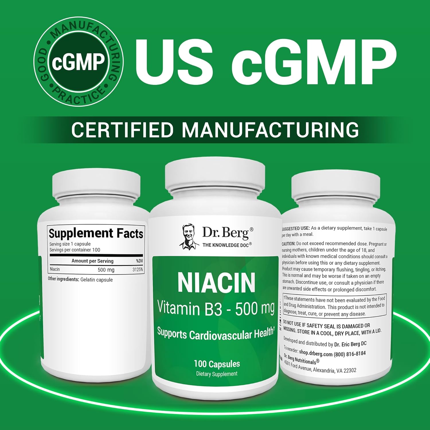 Dr. Berg Niacin 500mg | Heart Health & Energy Support | 100 capsules - Image 3