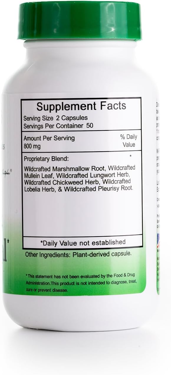Christopher’s Lung & Bronchial Formula | Herbal Respiratory Support | 100 Caps - Image 2