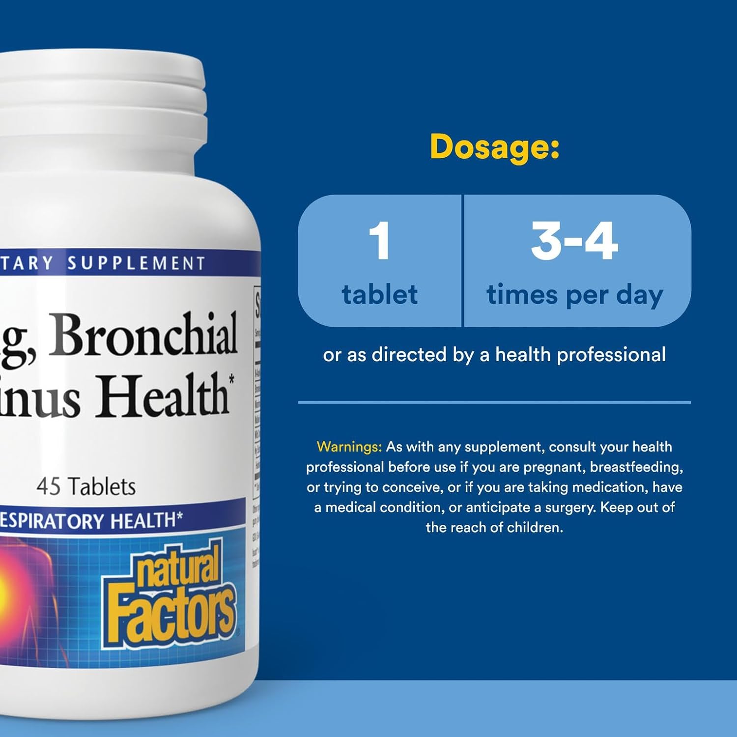 Natural Factors Lung, Bronchial & Sinus Health | 45 Tablets - Image 3