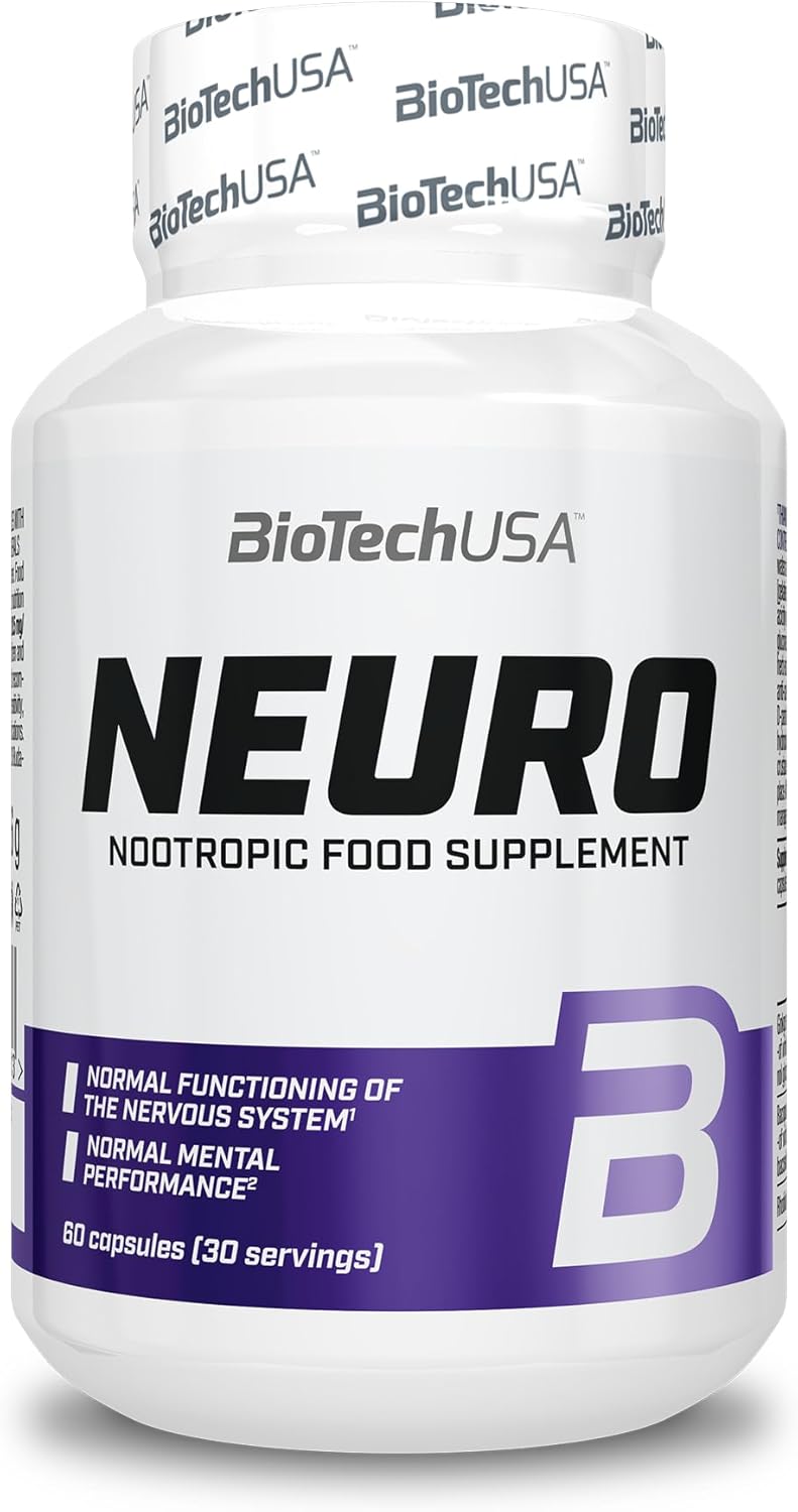 BioTechUSA Neuro Dietary Supplement Capsules with Plant Extracts, Vitamins and Minerals, 60 Capsules