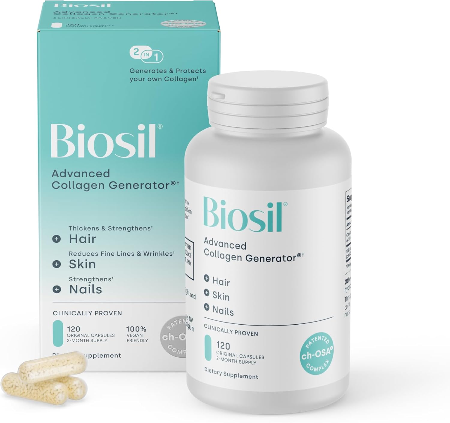 Biosil Collagen Generator with ch-OSA | Stimulates Natural Collagen Production |120 Liquid Capsules