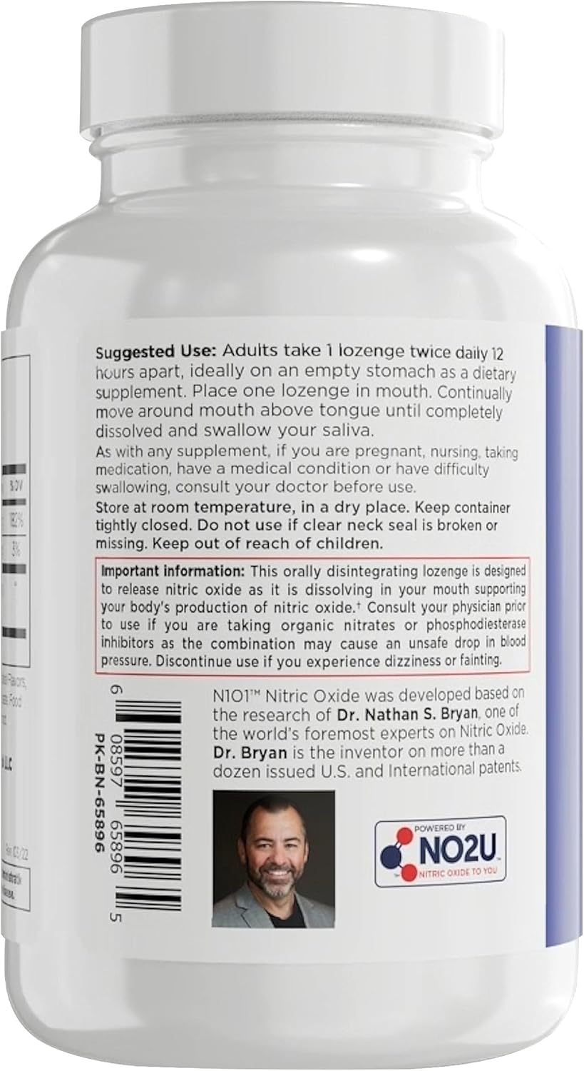 N1O1 Nitric Oxide Lozenges | Developed by Dr. Nathan S. Bryan | 60 Count - Image 4