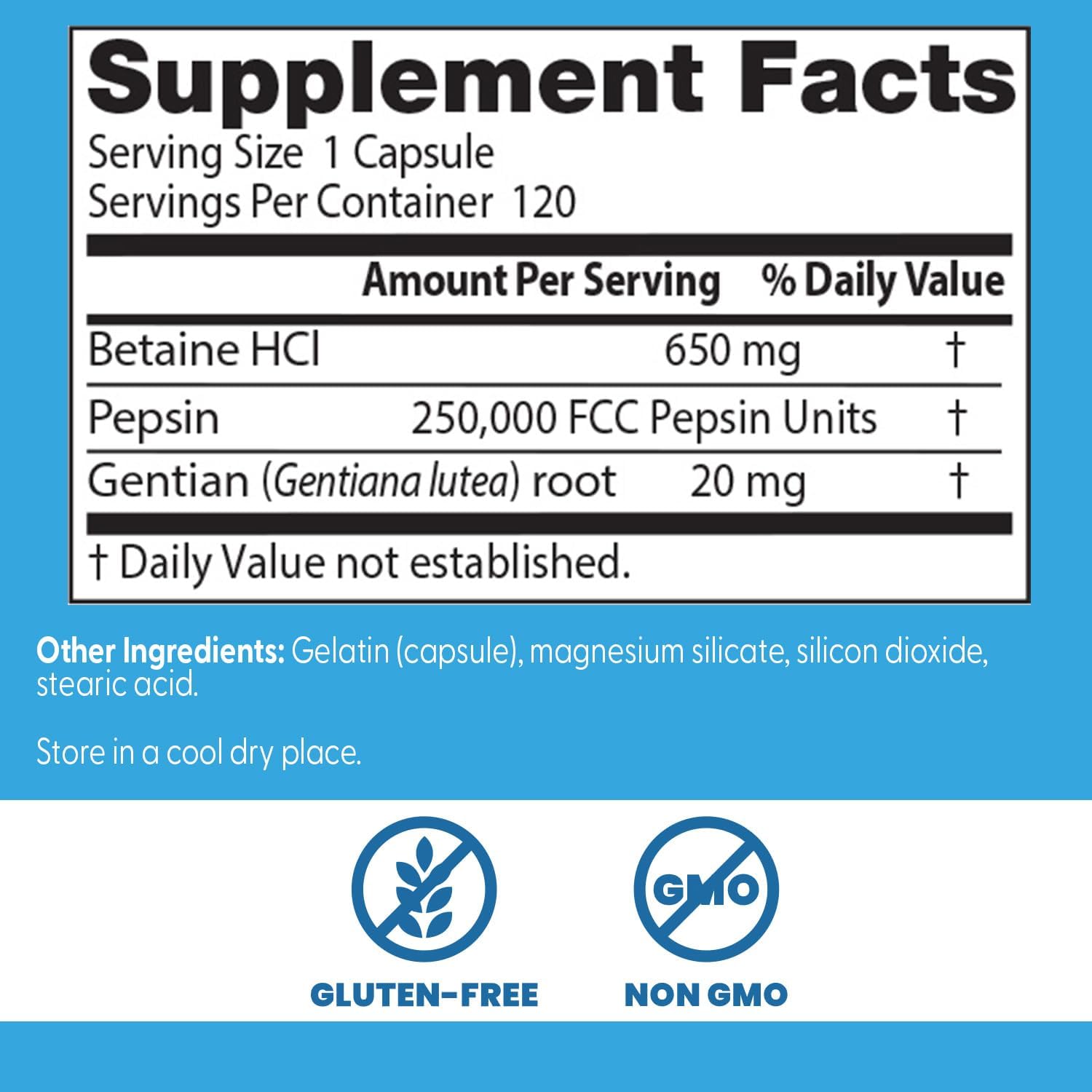 Doctor's Best Betaine HCl Supplement with Pepsin | 120 Caps - Image 2