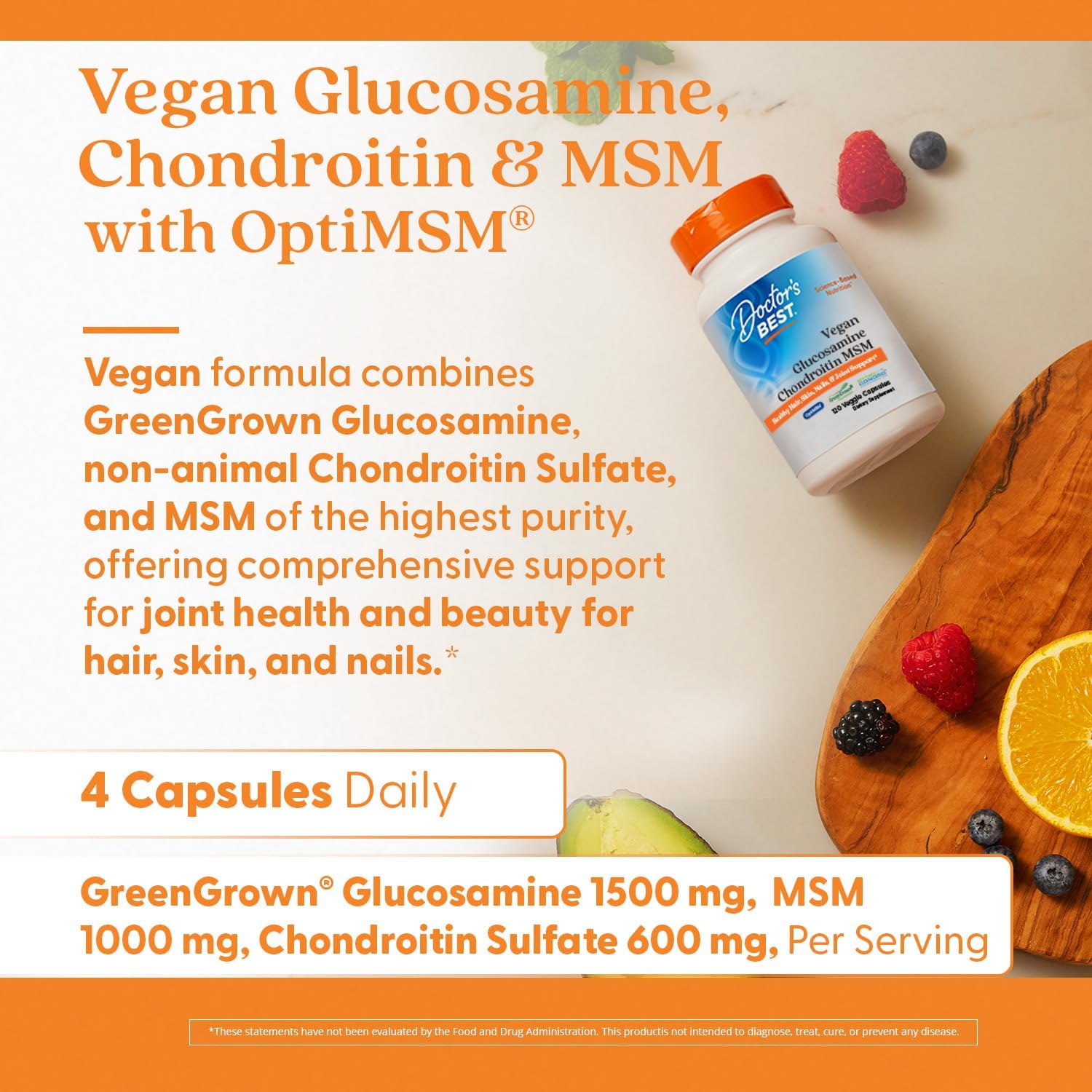 Doctor's Best Vegan Glucosamine Chondroitin MSM | 120 Capsules - Image 4