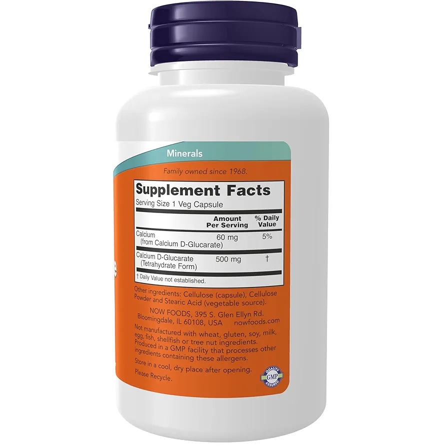 NOW Foods Calcium D-Glucarate 500mg | Detox Support | 90 Caps - Image 2