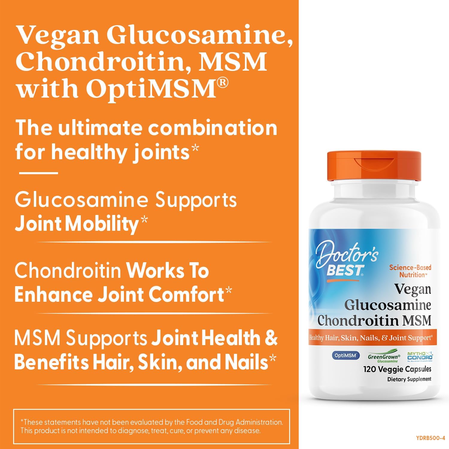 Doctor's Best Vegan Glucosamine Chondroitin MSM | 120 Capsules - Image 5