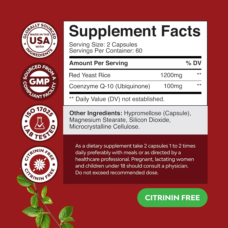 Nature’s Craft Red Yeast Rice with CoQ10 | Cardiovascular Support |120 Count - Image 2