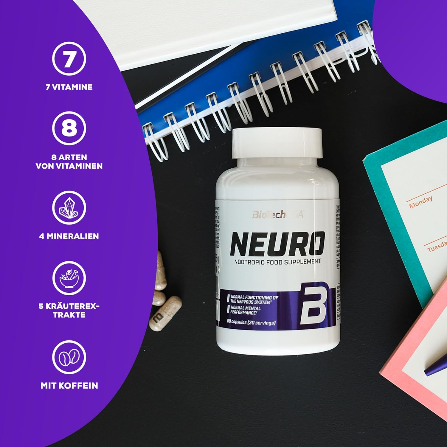 BioTechUSA Neuro | Brain & Focus Supplement | 60 Capsules - Image 6