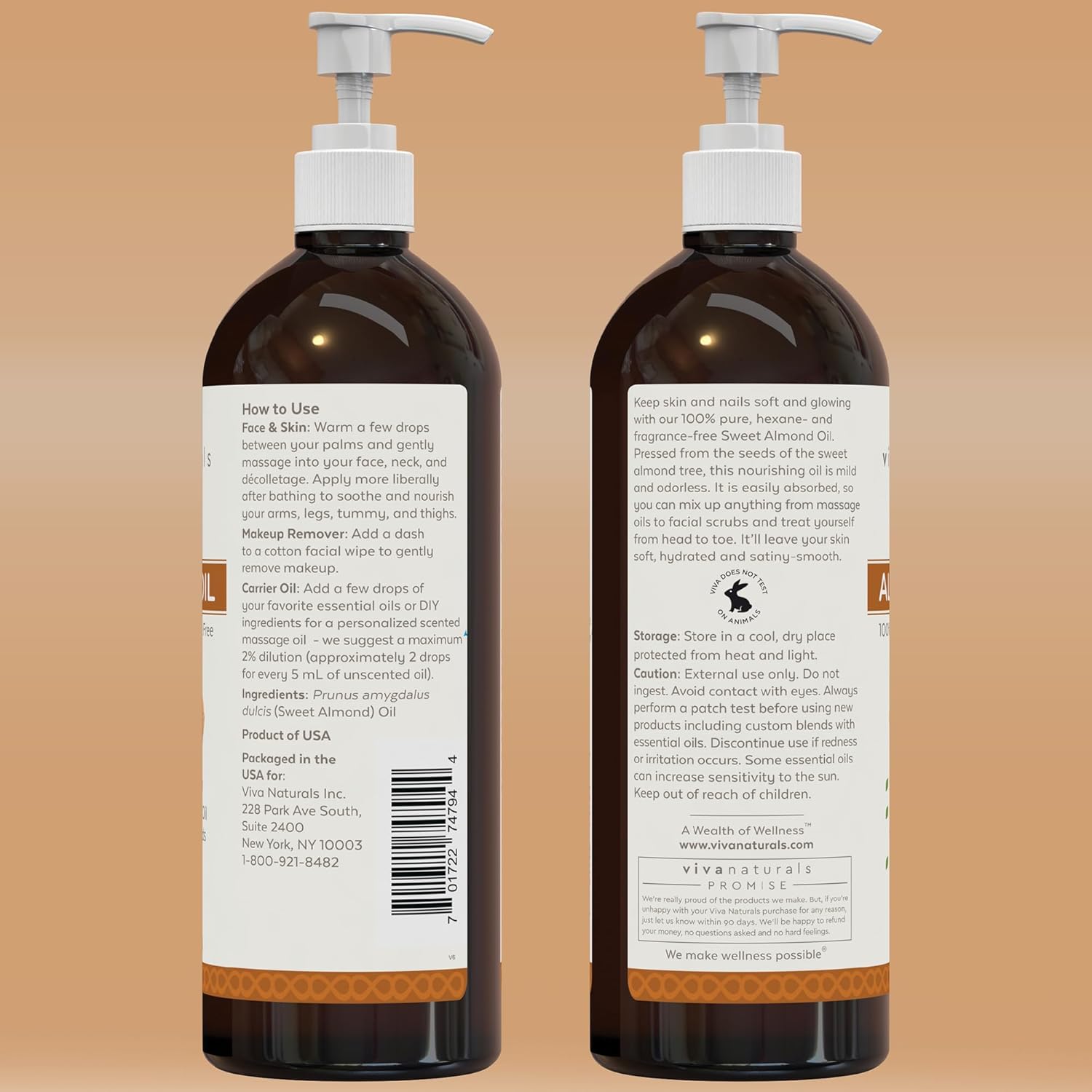 Viva Naturals Sweet Almond Oil for Skin & Hair (16 fl oz) - Image 6