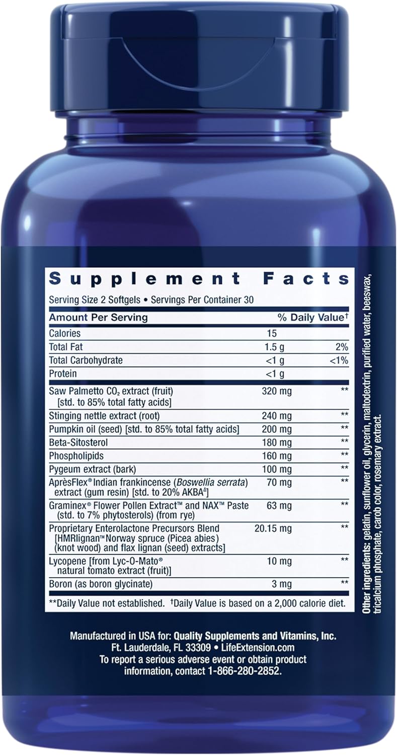 Life Extension Ultra Prostate Formula | Men's Health Supplement | 60 softgels - Image 3