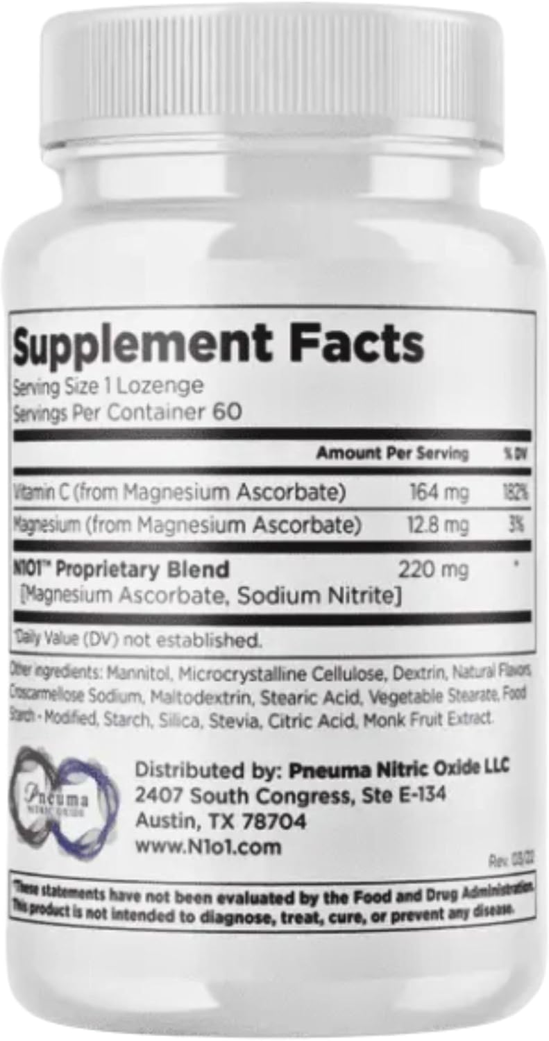 N1O1 Nitric Oxide Lozenges | Developed by Dr. Nathan S. Bryan | 60 Count - Image 3