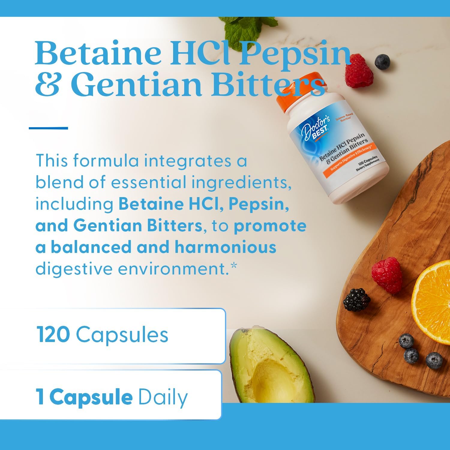 Doctor's Best Betaine HCl Supplement with Pepsin | 120 Caps - Image 3