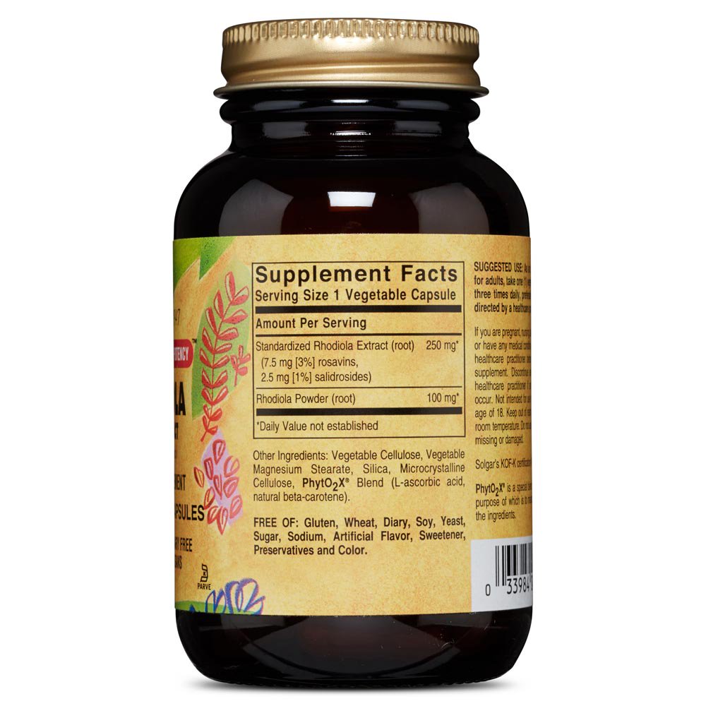 Solgar Rhodiola Root Extract | 60 Veg Caps for Stress & Energy | 60 Vegetable Capsules - Image 2