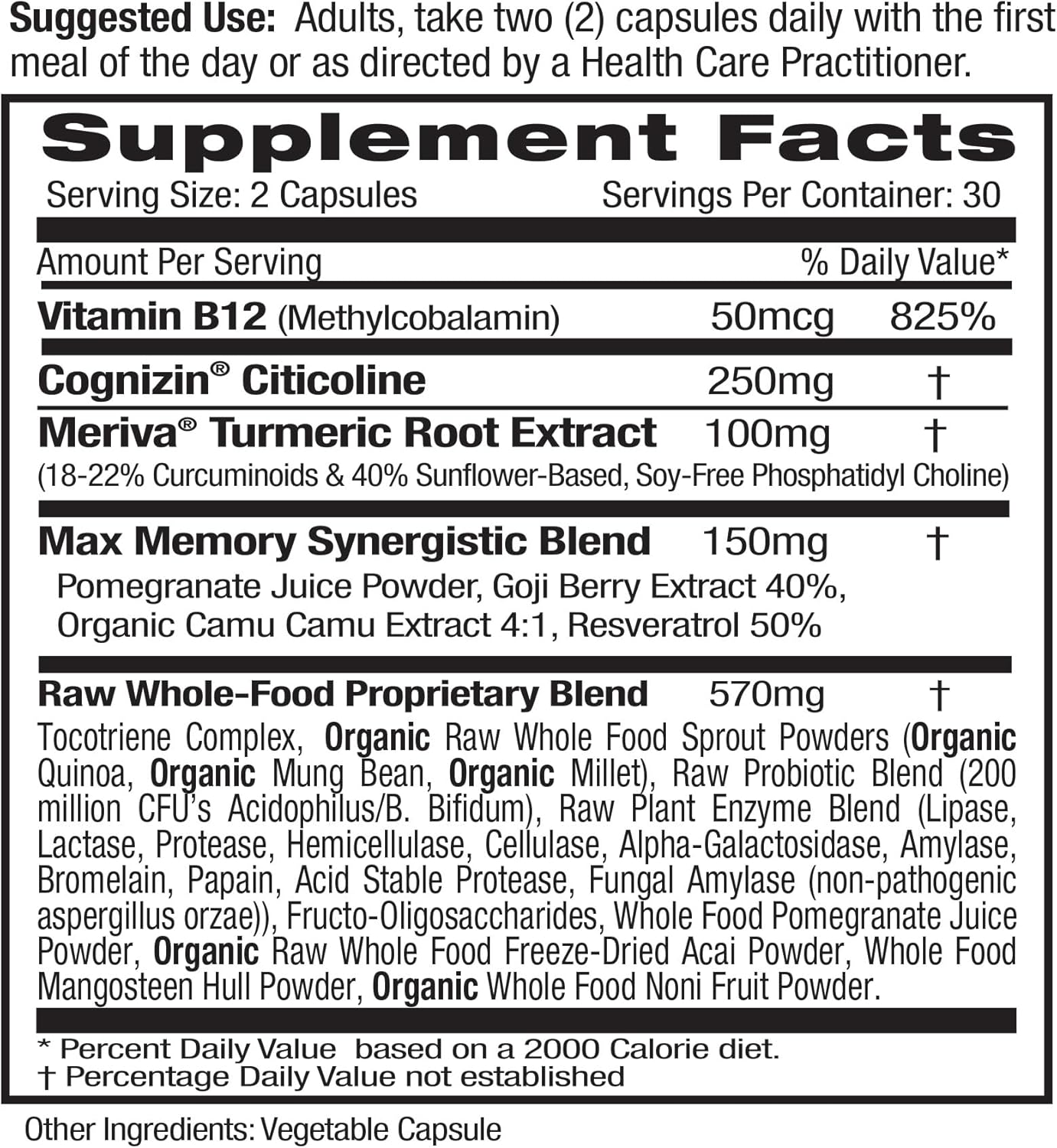 Emerald Labs Memory Health | Brain Supplement with Cognizin®| 60 Vegetable Capsules - Image 2