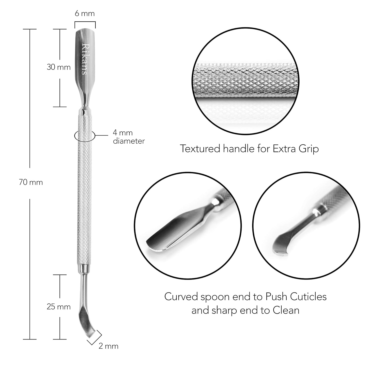 Professional Cuticle Pusher & Gel Remover Tool | Stainless Steel - Image 3