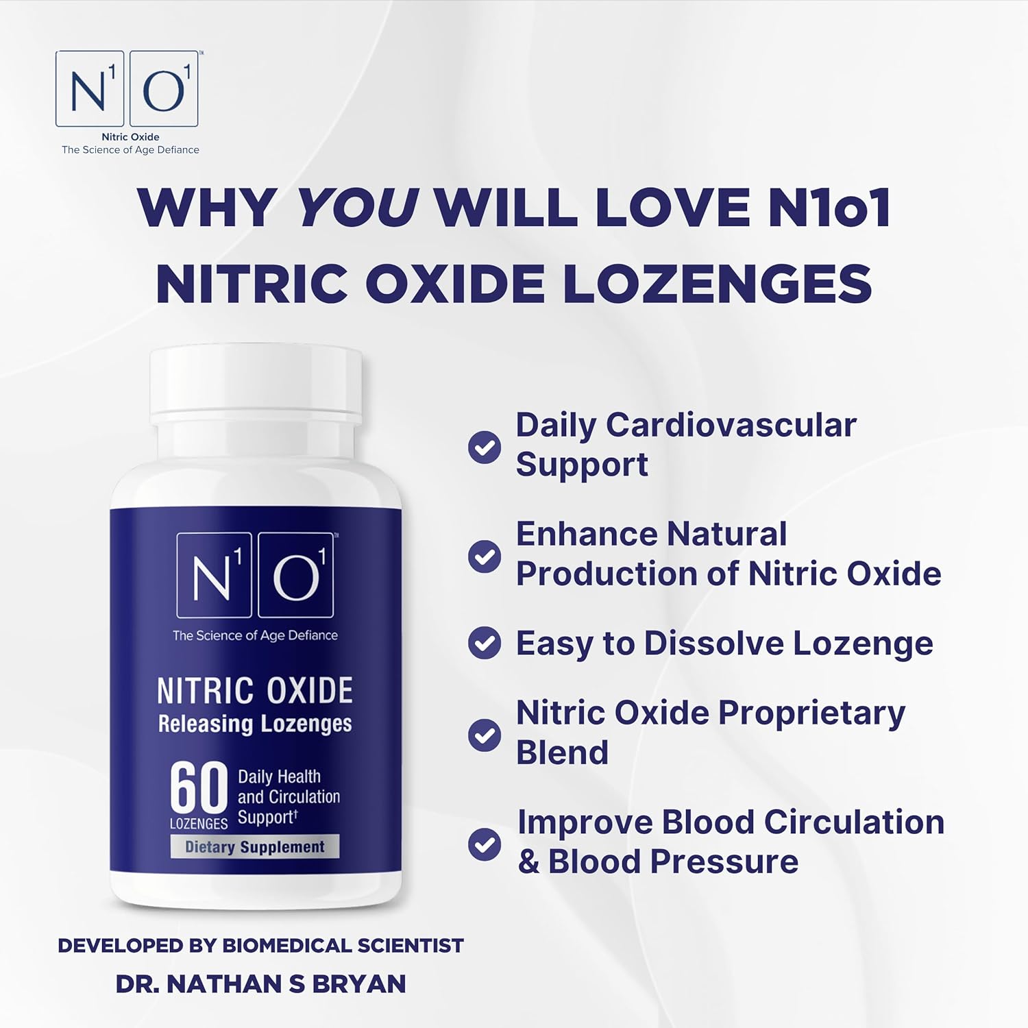 N1O1 Nitric Oxide Lozenges | Developed by Dr. Nathan S. Bryan | 60 Count - Image 9