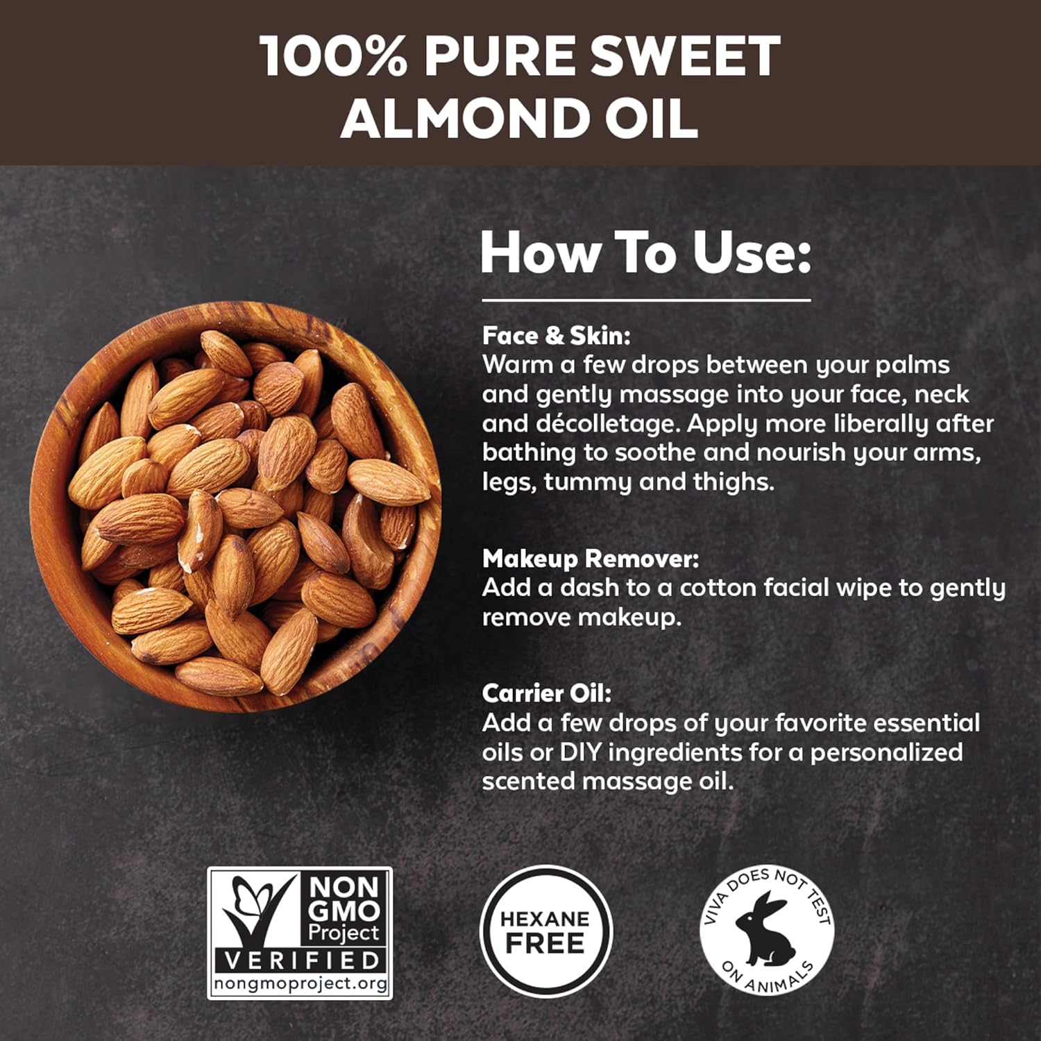 Viva Naturals Sweet Almond Oil for Skin & Hair (16 fl oz) - Image 5