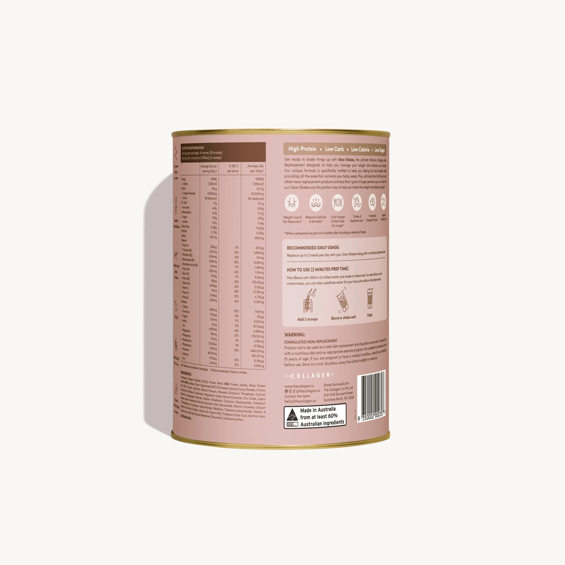Chocolate milkshake Collagen Meal Replacement - 784g - Image 2