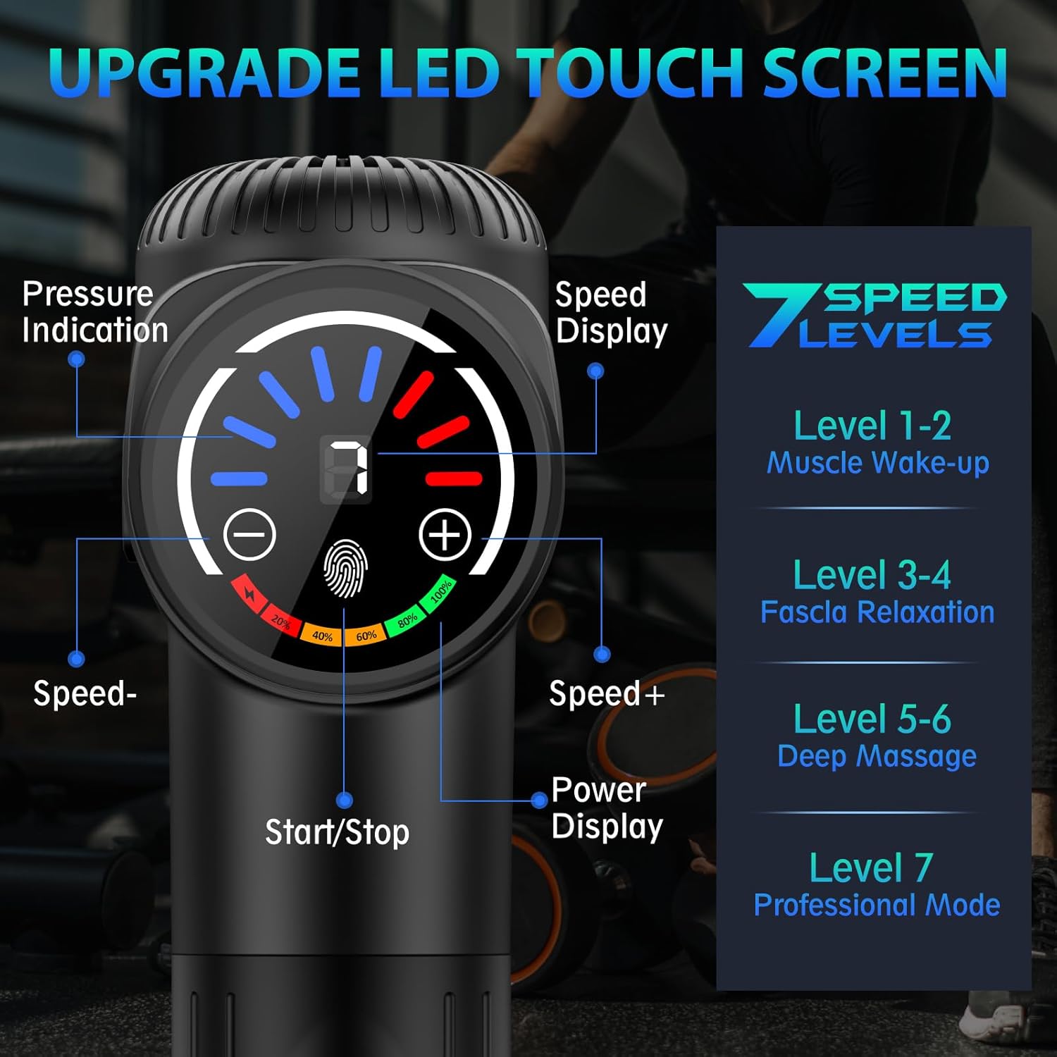 TOLOCO Massage Gun, Deep Tissue Back Massage for Athletes for Pain Relief, Percussion Massager with 10 Massages Heads & Silent Brushless Motor - Image 4