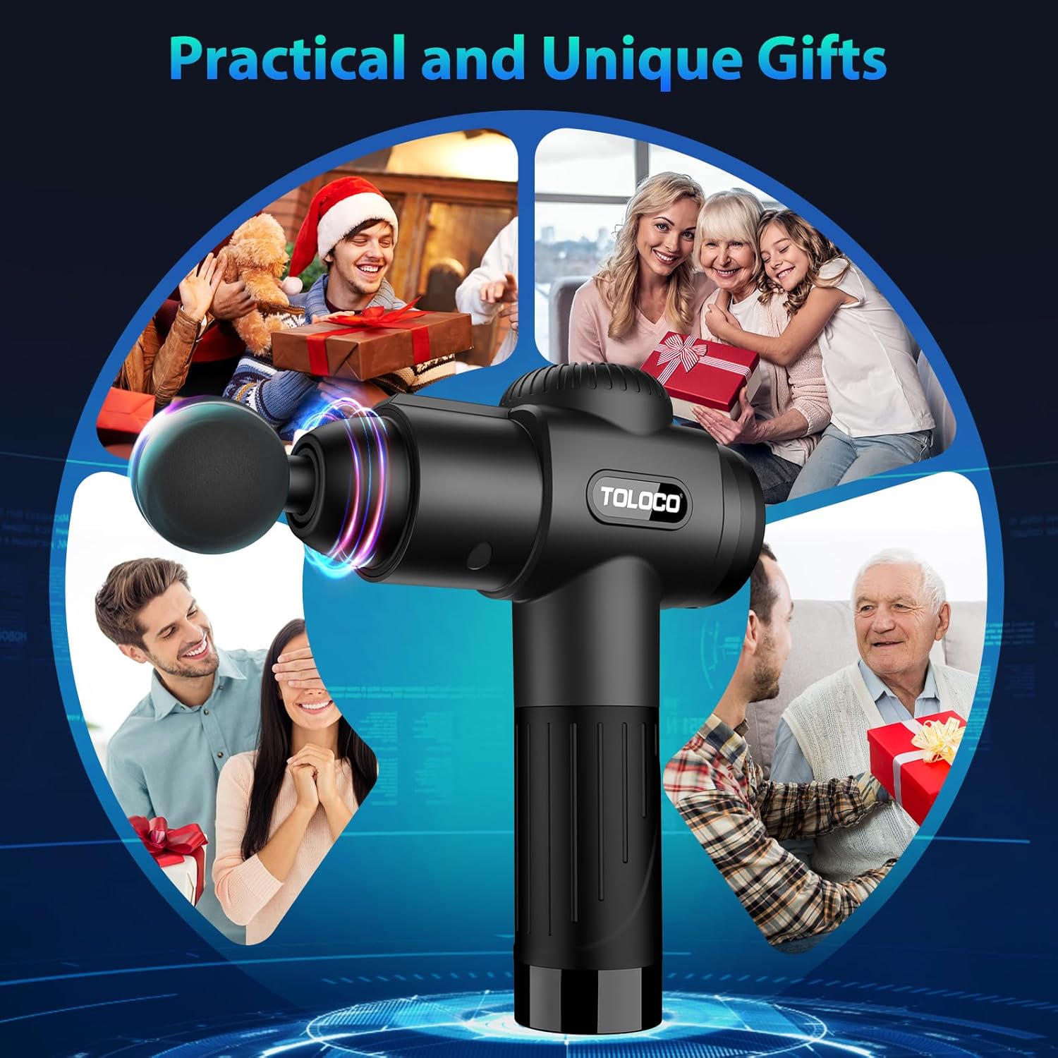TOLOCO Massage Gun, Deep Tissue Back Massage for Athletes for Pain Relief, Percussion Massager with 10 Massages Heads & Silent Brushless Motor - Image 3