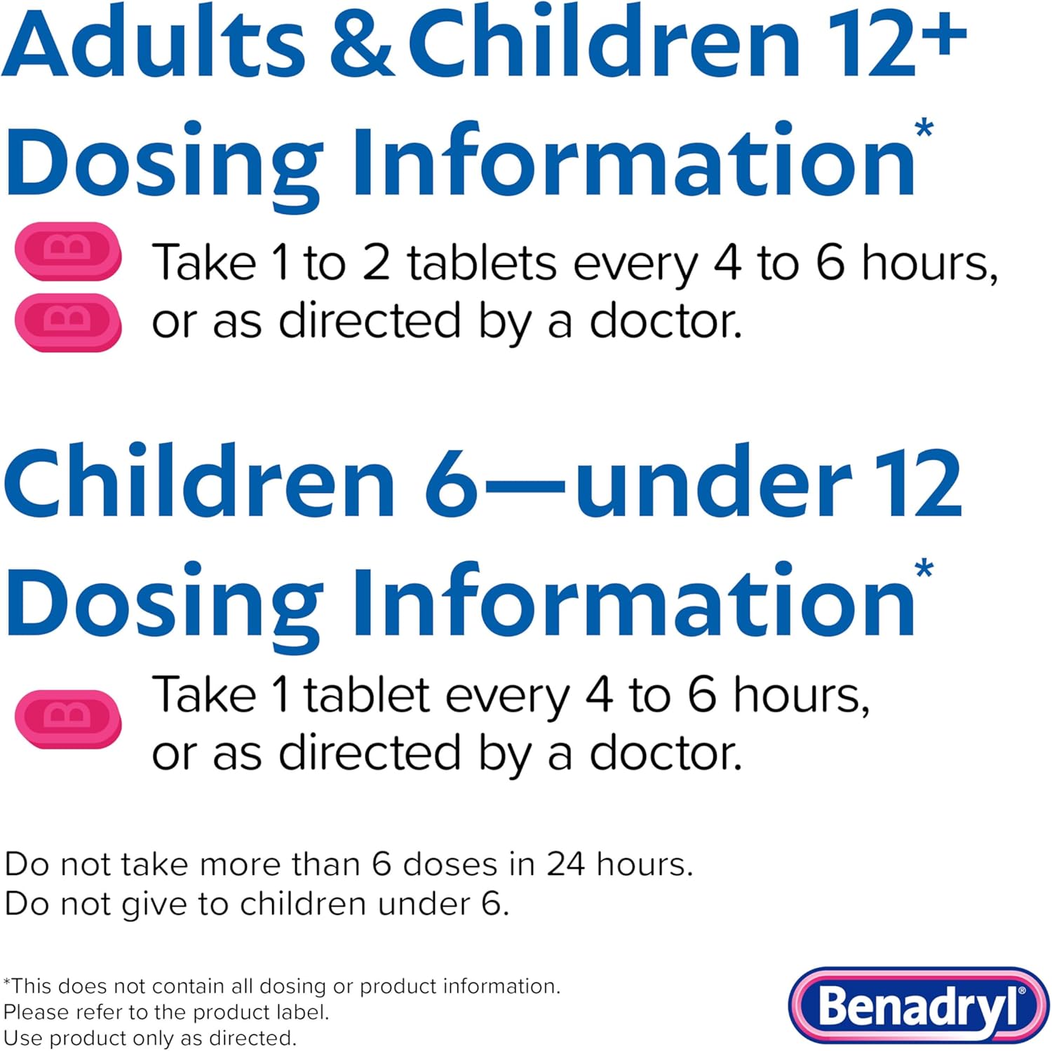 Benadryl Ultratabs Allergy Medicine, 25 mg Diphenhydramine HCl Antihistamine Tablets For Cold & Allergy Relief of Symptoms Like Sneezing, Runny Nose, Itchy Eyes & Throat, Hay Fever, 100 Tablets - Image 3