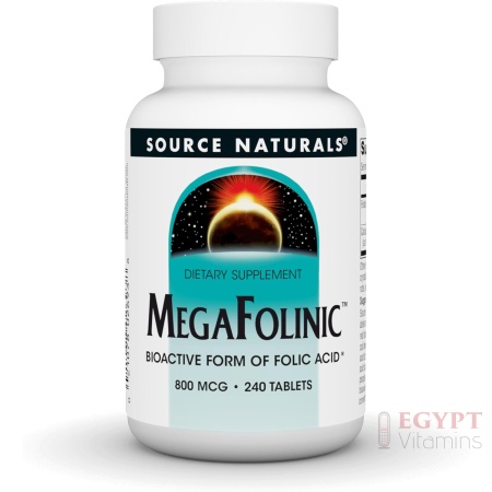 Source Naturals MegaFolinic, Bioactive Form of Folic Acid*, 800 mcg - 240 Tablets