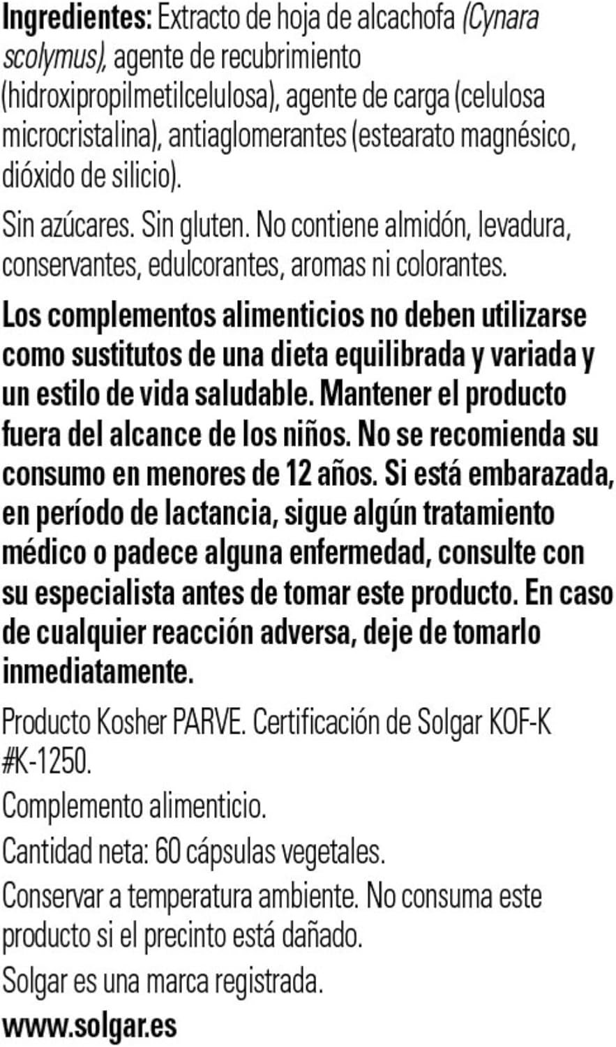 Solgar Artichoke Leaf Extract Vegetable Capsules | 60 Capsules - Image 3