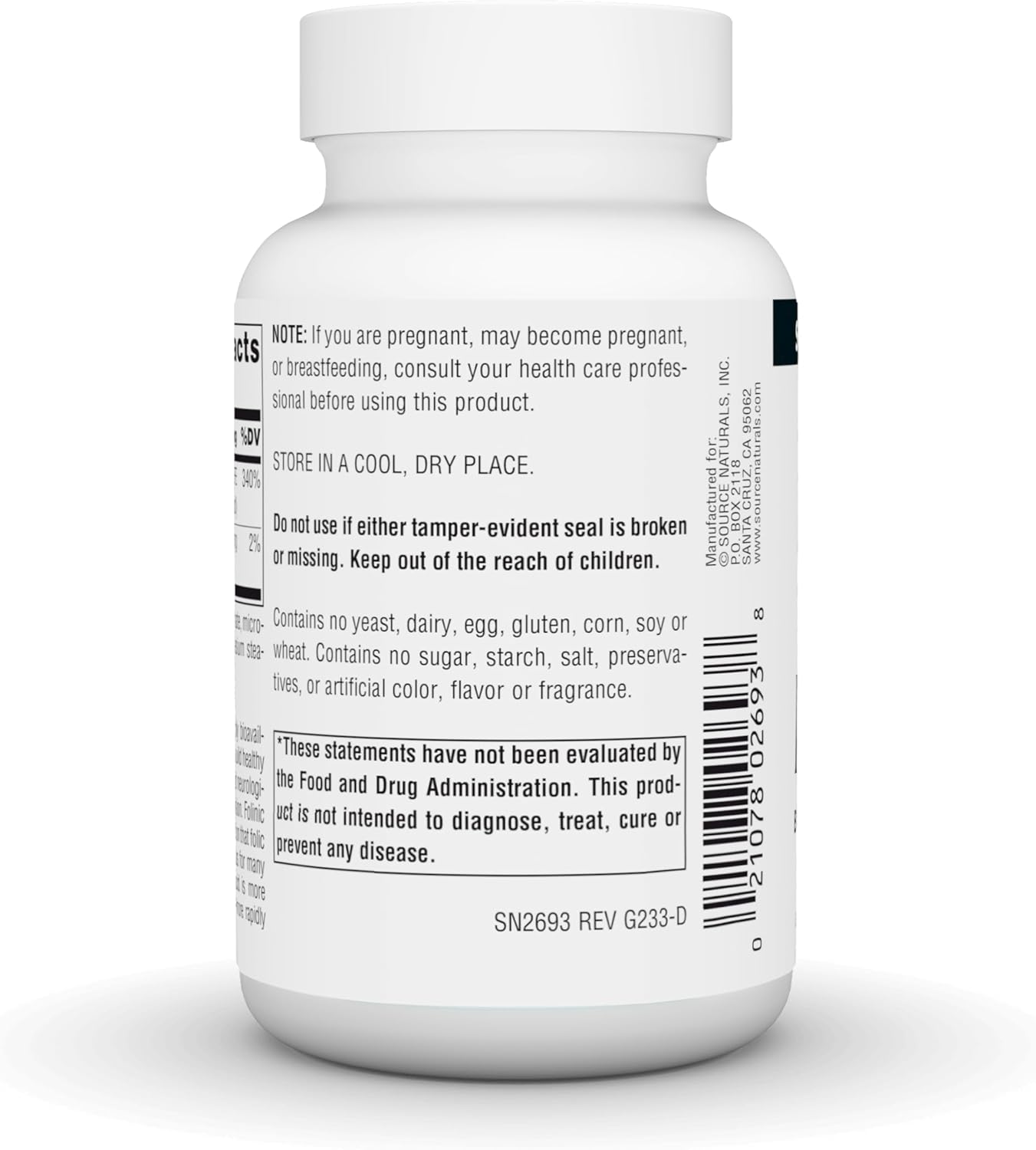 Source Naturals MegaFolinic | 800 mcg Folinic Acid | 240 Tablets - Image 3