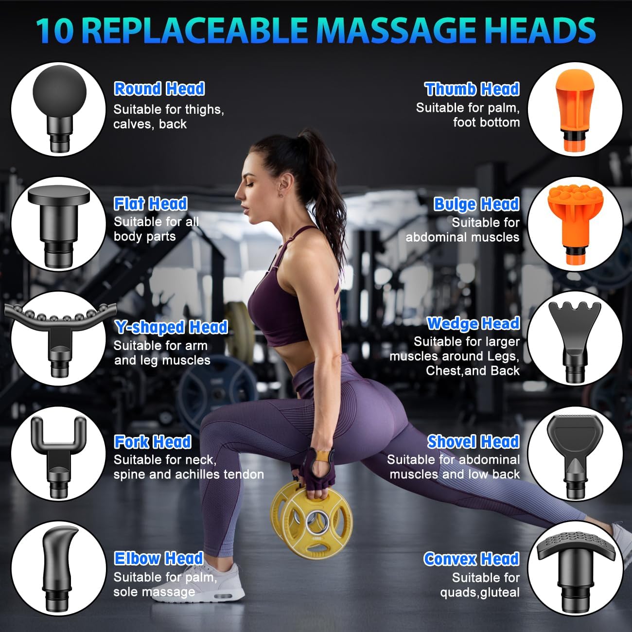 TOLOCO Massage Gun, Deep Tissue Back Massage for Athletes for Pain Relief, Percussion Massager with 10 Massages Heads & Silent Brushless Motor - Image 2