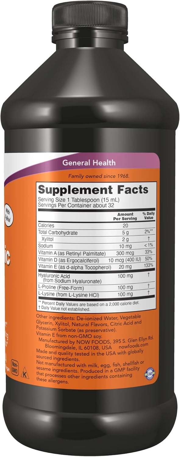 NOW Foods Liquid Hyaluronic Acid, Berry Flavor | 16 oz - Image 2