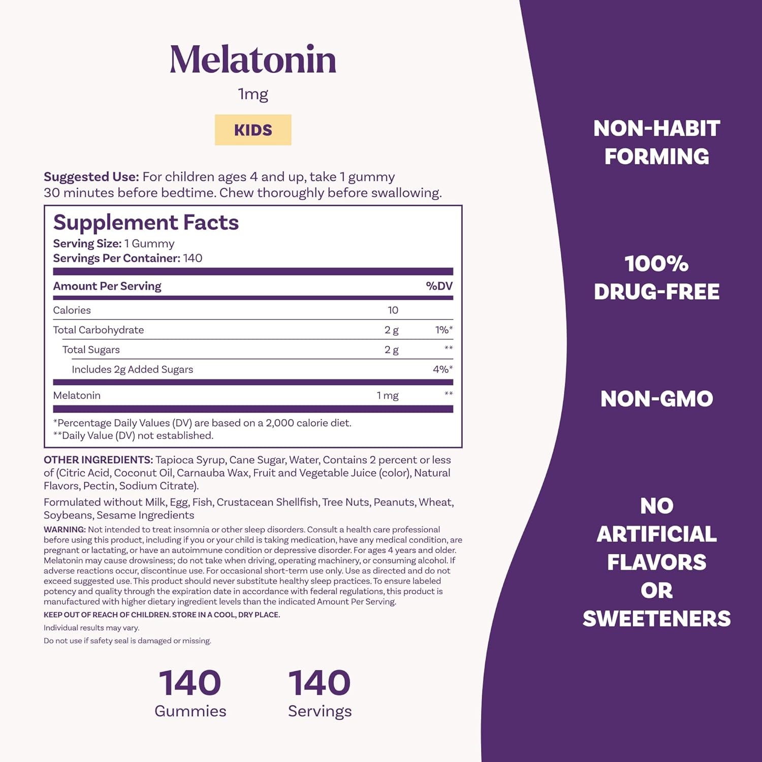 Natrol Kids 1mg Melatonin Gummies Raspberry Flavor | 140 Gummies - Image 6
