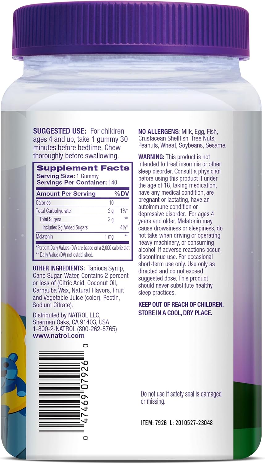 Natrol Kids 1mg Melatonin Gummies Raspberry Flavor | 140 Gummies - Image 2