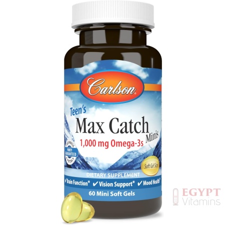 Carlson - Teen's Max Catch Minis, 1000 mg Omega-3s, Brain Health, Vision Support, Mood Health, 60 Softgels