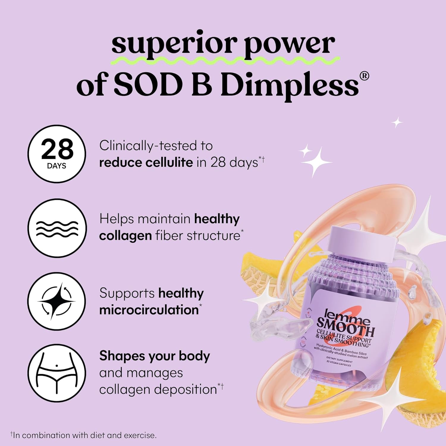 Lemme Smooth Anti Cellulite Capsules for Women, Smooth Legs & Thighs, Reduce Cellulite & Crepey Skin w/Clinically Studied SOD & Silica (1 Month Supply 30 ct) - Image 5